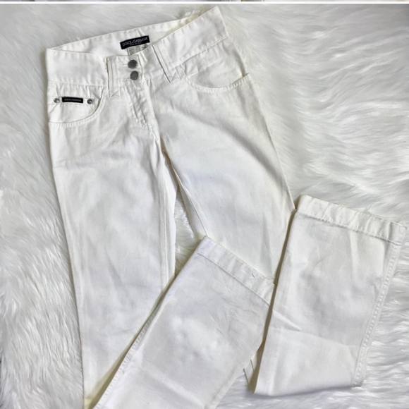 Y2K Dolce & Gabbana White Western glam Turquoise rhinestone Jeans it 36 0/2 - Picture 5 of 9